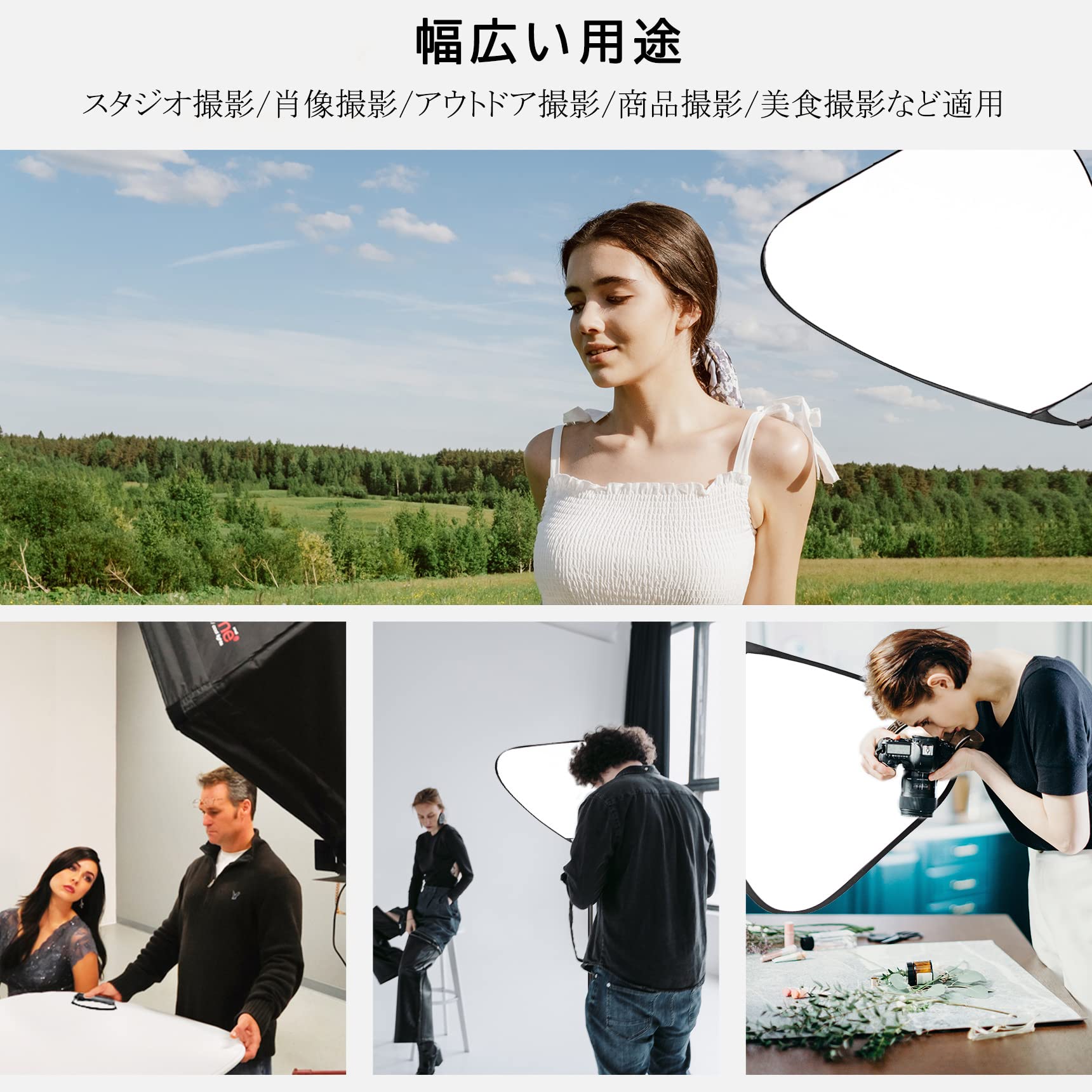 Amazon | Selens 5-IN-1 撮影用 三角レフ板 100cm ハンドル付き